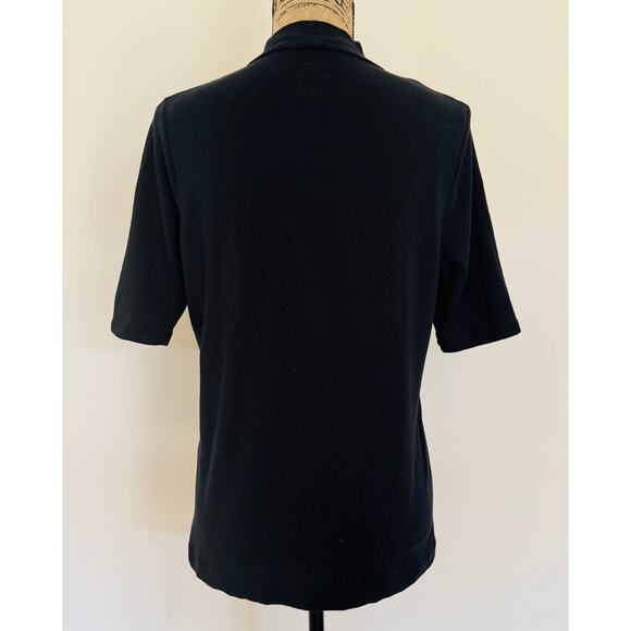 Banana Republic Womens Timeless Black Stretch Cotton Blend Mock Neck Tee Shirt M - Picture 4 of 8